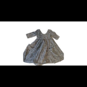 3T Remie Girl Pocket Twirl Dress - White with Black Dot Print